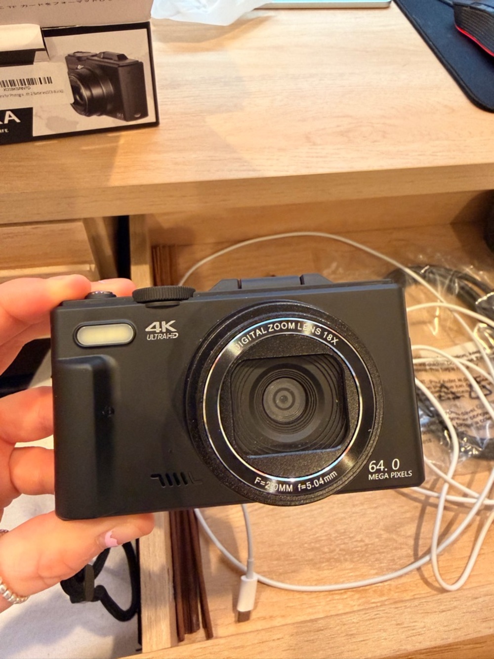 Compact 4K Ultra HD Black Digital Camera with 64MP